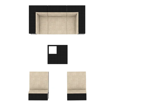 Renderização Sofá Moderno Conjunto Cadeiras — Fotografia de Stock