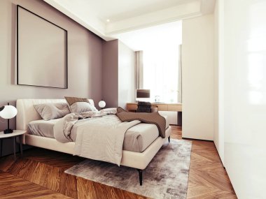 3D lüks otel odası.