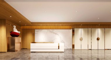 3D lüks otel resepsiyonu