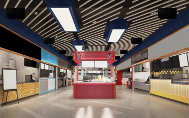 3d render of supermarket grocery food shop