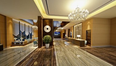 3d render hotel lobby cafe bar