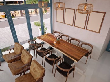 3d render of coffee shop, espresso cafe