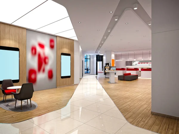 Commercial Bank Interior Render — Stock Photo, Image