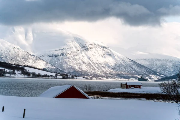 Besneeuwde Landschap Natuur Tromso Noors — Stockfoto