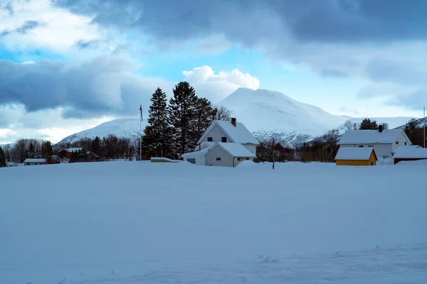Снежный Пейзаж Природа Tromso Norway — стоковое фото