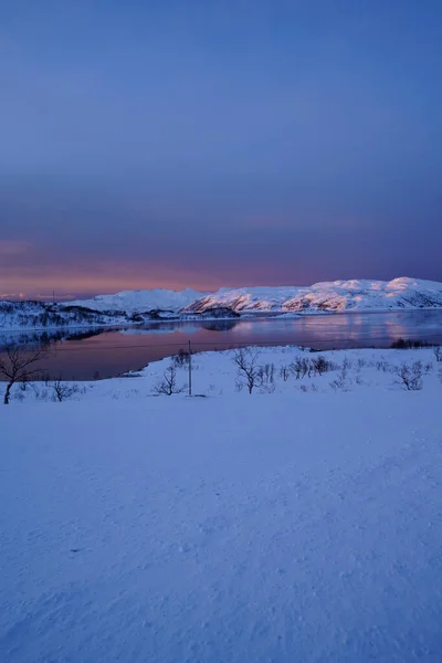 Bela Paisagem Natureza Pôr Sol Tromso Noruega — Fotografia de Stock