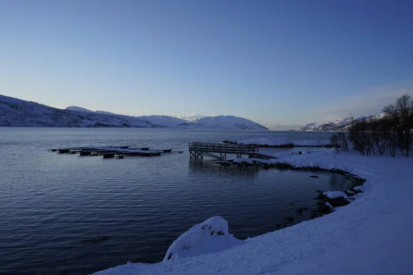 Bela Paisagem Natureza Pôr Sol Tromso Noruega — Fotografia de Stock