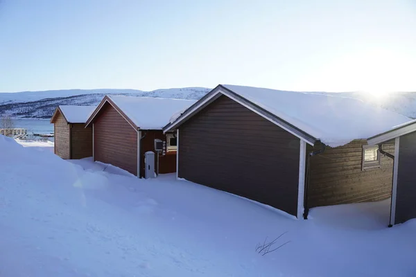 Casa Tradicional Cultura Noruega Tromso Costa — Foto de Stock