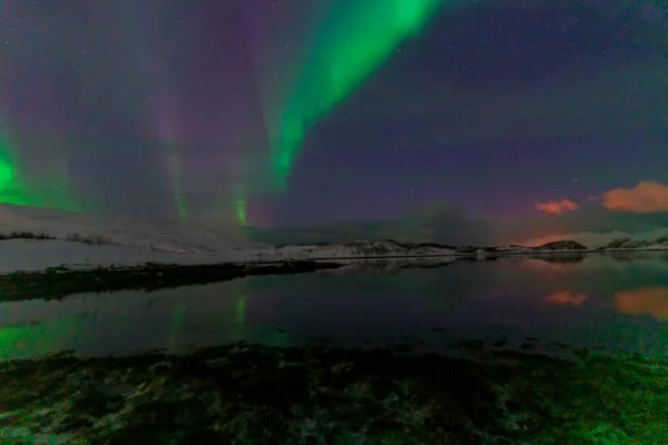 Северное Сияние Aurora Borealis Тромсо Норвегия — стоковое фото