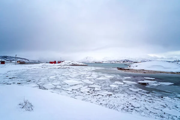Παγωμένη Θάλασσα Στα Φιόρδ Του Tromso Norway — Φωτογραφία Αρχείου