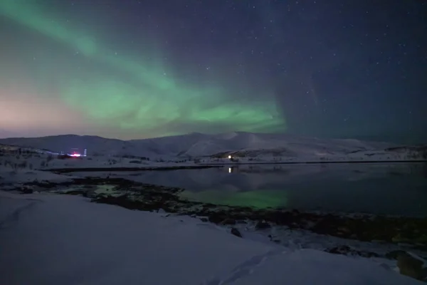 Aurora Borealis Kuzey Işıkları Tromso Norveç — Stok fotoğraf