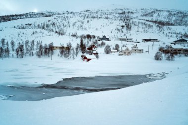 Tromso 'daki karlı manzara.