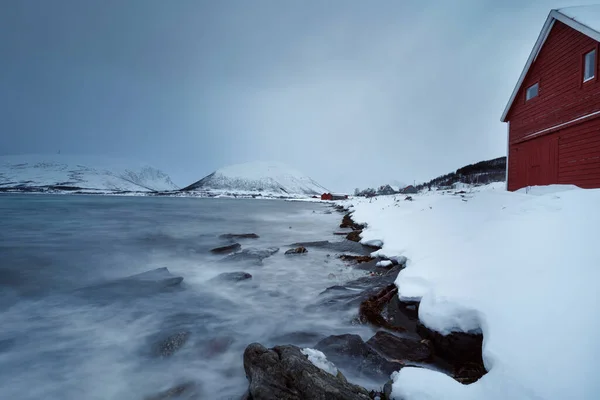 Paesaggio Naturale Innevato Fiordi Tromso — Foto Stock
