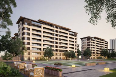 Binaların dış görünümü dairelerin 3d oluşturulmasıName.