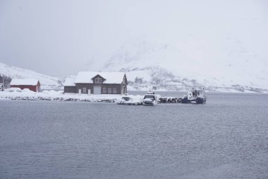 Tromso, Norveç 'te karlı doğa manzarası