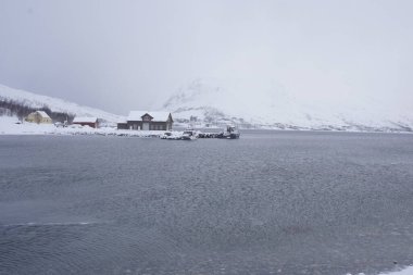 Tromso, Norveç 'te karlı doğa manzarası
