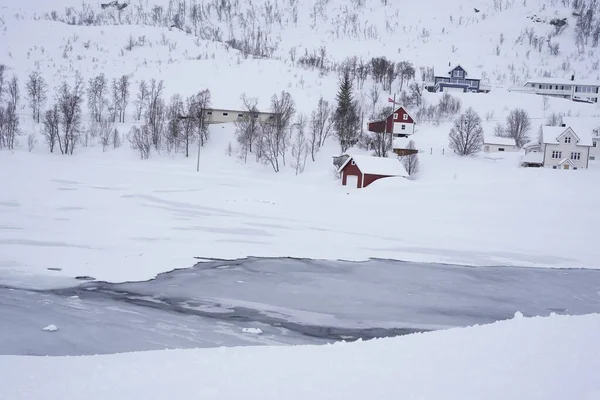 Zasněžená Krajina Pohled Tromso Norway — Stock fotografie