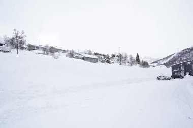 Tromso, Norveç 'te karlı doğa manzarası