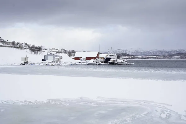 Χιονισμένο Τοπίο Της Φύσης Tromso — Φωτογραφία Αρχείου