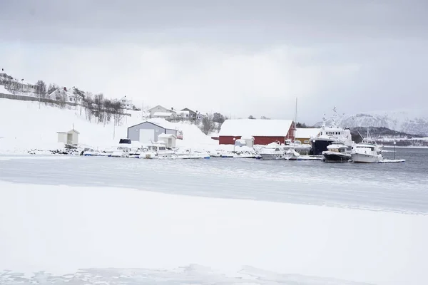 Зимняя Сцена Снежный Пейзаж Tromso — стоковое фото