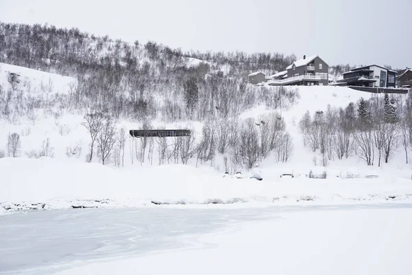 Tromso Kış Manzarası Karlı Manzara — Stok fotoğraf