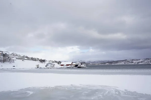 Vinter Scen Snöigt Landskap Tromso — Stockfoto