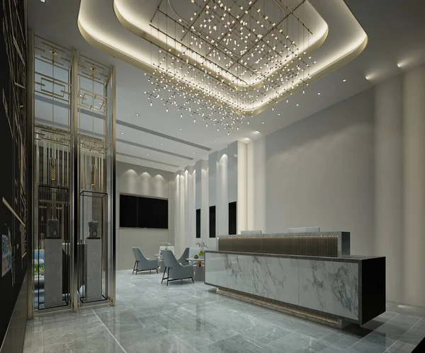 Rendern Luxus Hotel Lobby Empfangshalle — Stockfoto