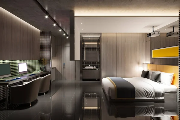 Darstellung Von Luxus Hotelsuite Schlafzimmer — Stockfoto