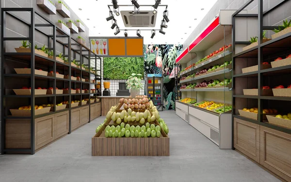 Render Grocery Vegetables Fruits Shop — Stock Photo, Image