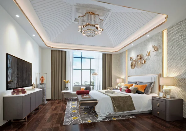 Luxury hotel room, hotel suite 3d rendering