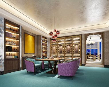 Modern bir iç mekan. 3d oluşturma