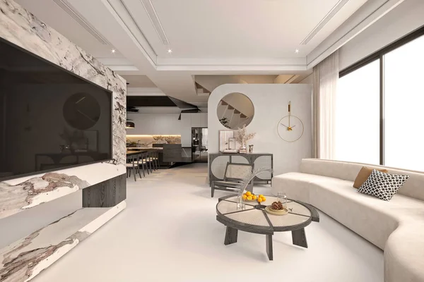 Render Luxury Home Viving Room — Fotografia de Stock