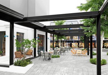 Lüks kahve dükkanı, 3D görüntüleme..