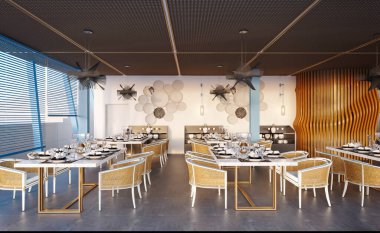 Restoran ve kafe içi, 3D görüntüleme