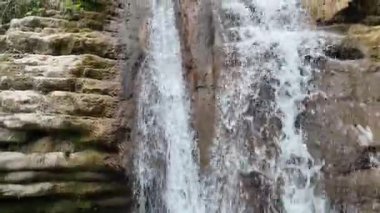 Ormandaki şelalenin havadan görünüşü