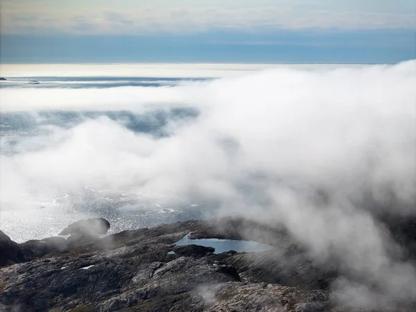 Αεροφωτογραφία Του Tasiilaq Fjord Της Πράσινης Γης Των Βουνών Και — Φωτογραφία Αρχείου
