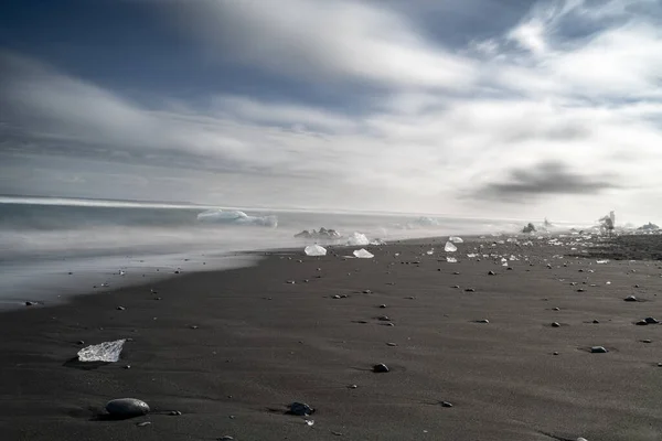 Peças Geleira Praia Diamante Islândia — Fotografia de Stock