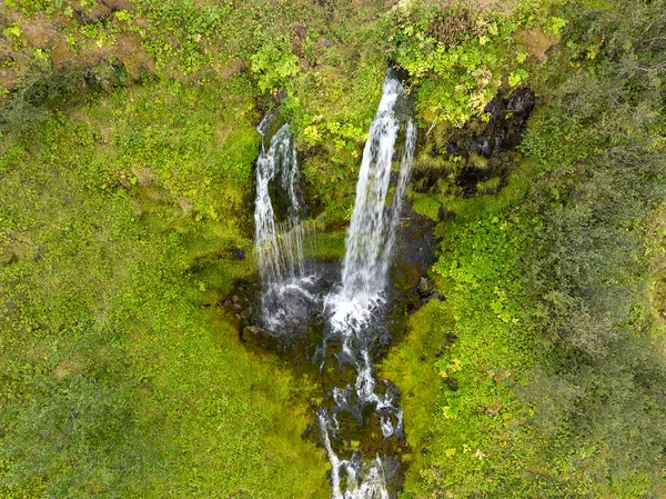 Вид Воздуха Водопады Сельджаландсфосс Исландии — стоковое фото