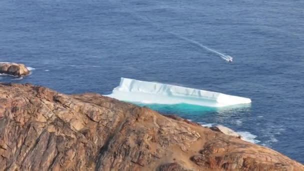 Vue Aérienne Glacier Massif Dans Fjord Groenland — Video