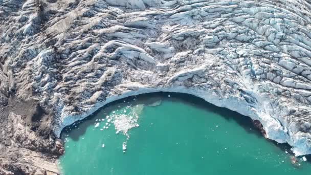 Vue Aérienne Glacier Massif Dans Fjord Groenland — Video