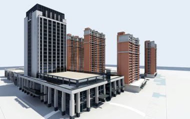 Lüks bina dış görünümü, 3D görüntüleme