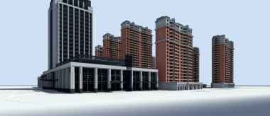 Lüks bina dış görünümü, 3D görüntüleme