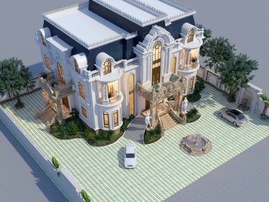 Lüks bina dış görünümü, 3D görüntüleme