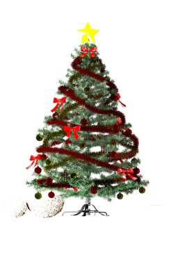 Noel ağacı, yeni yılı kutlayan dekor. 3d hazırlayıcı