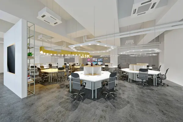 Modern large office interior  3d rendering