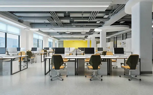 Modern large office interior  3d rendering