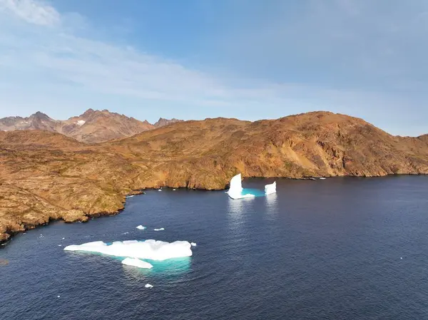 Flygfoto Över Arktiska Glaciärer Och Berg Grönland — Stockfoto