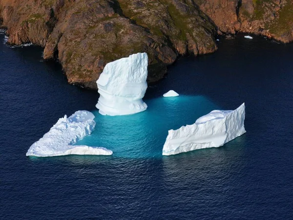 Veduta Aerea Dei Ghiacciai Artici Delle Montagne Della Groenlandia — Foto Stock