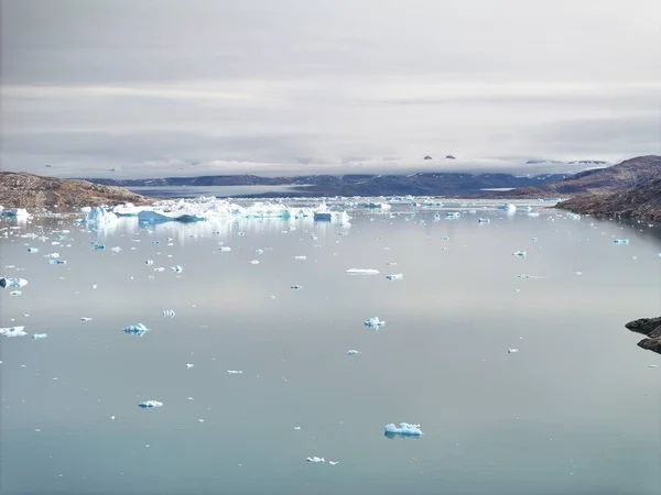 Luftaufnahme Arktischer Gletscher Und Berge Grönland — Stockfoto