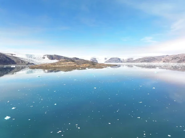 Vista Aérea Glaciares Árticos Montañas Groenlandia — Foto de Stock